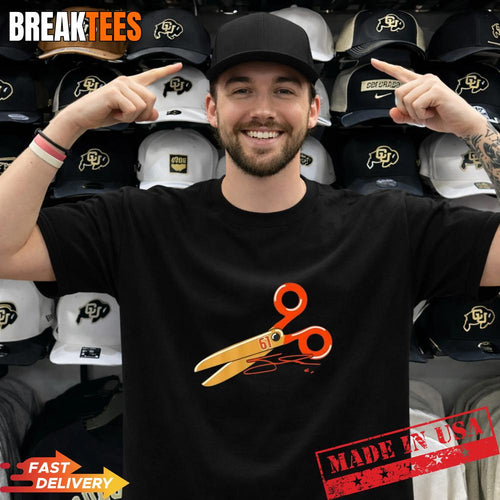 Anaheim Ducks Hockey Cutter Gauthier Scissors Signature T-Shirt