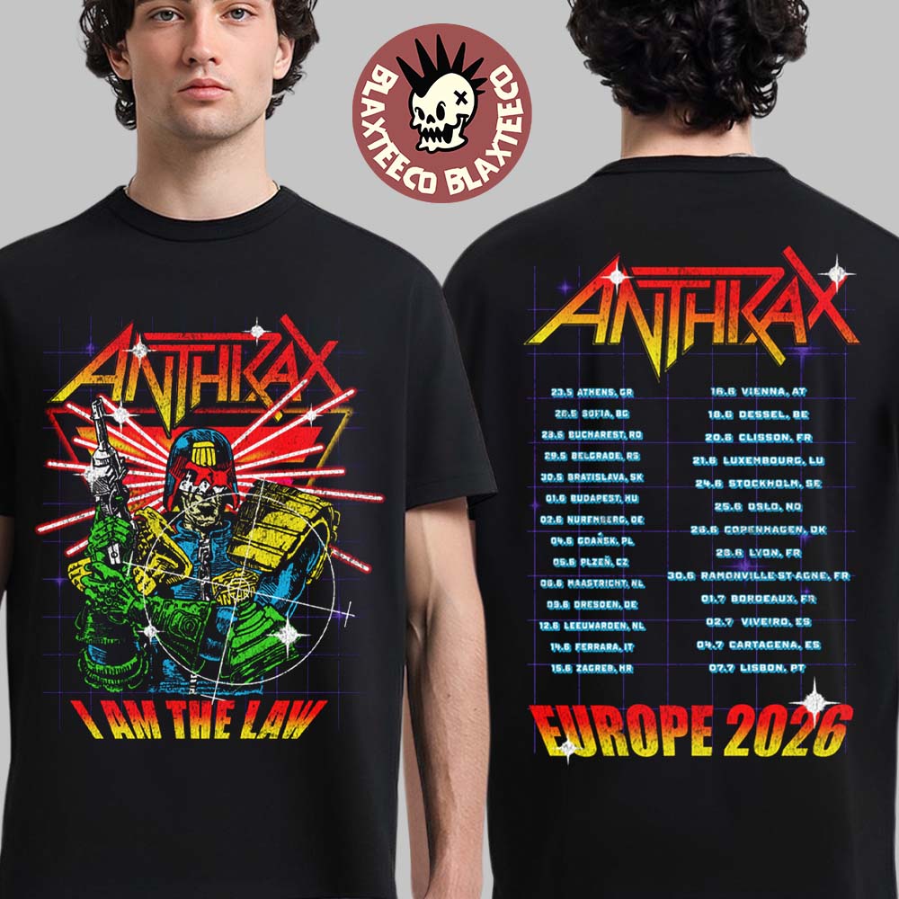 Anthrax Europe 2026 Tour Merch I Am The Law Cyber Judge T-Shirt