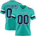 Custom Aqua Navy-White Authentic Football Jersey
