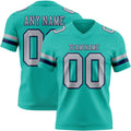 Custom Aqua Gray-Navy Authentic Football Jersey