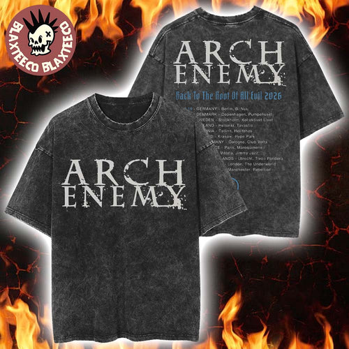 Arch Enemy Back To The Root Of All Evil 2026 Tour Europe And UK Schedule Dates Washed T-Shirt