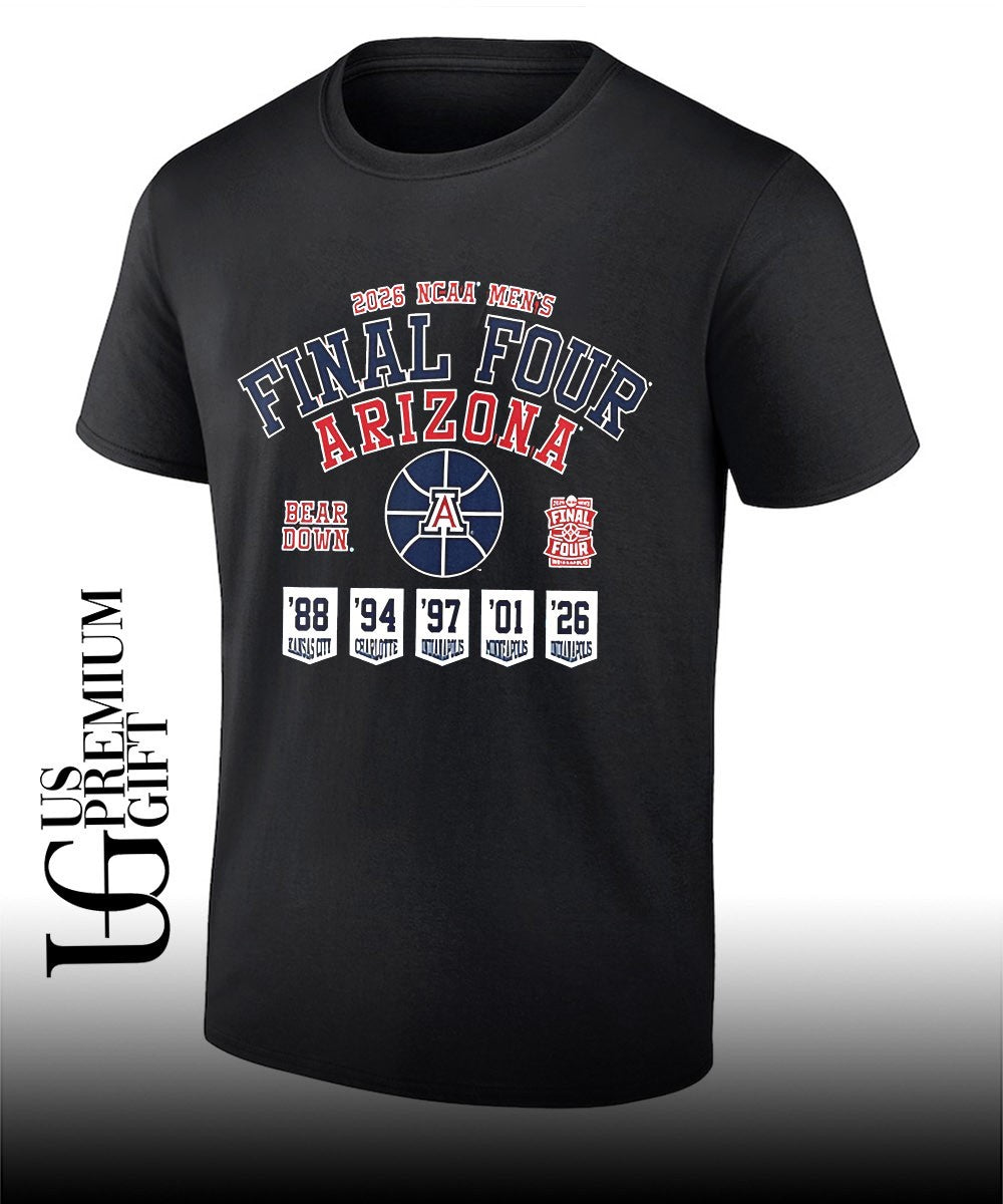 Arizona Wildcats NCAA Men’s Basketball Final Four 5 Appearances 2026 Ball shirt
