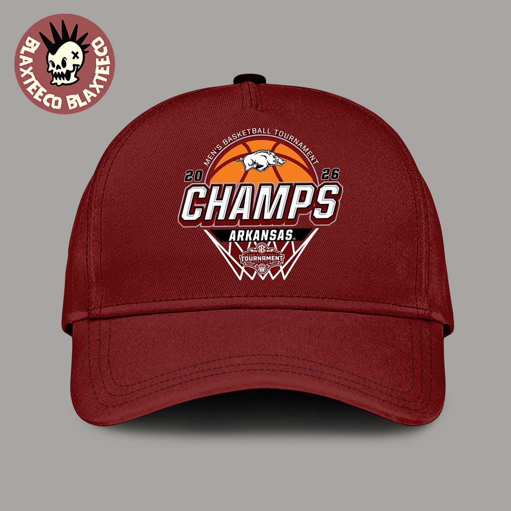 Arkansas Razorbacks Men’s Basketball 2026 SEC Tournament Champions Locker Room Cardinal Red Classic Cap Hat Snapback