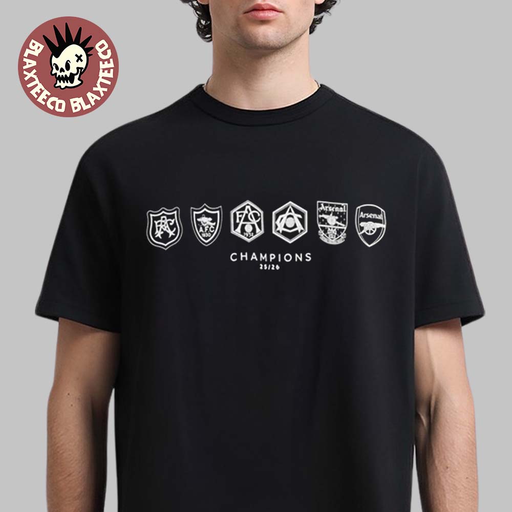 Arsenal 2026 Premier League Champions Where We Belong All Logos T-Shirt