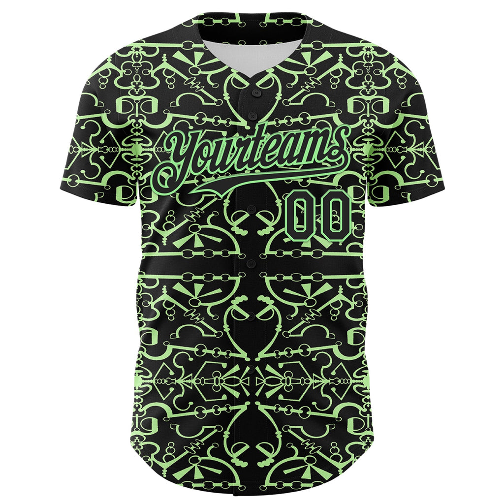 Custom Black Pea Green 3D KYLMAX HUBTUHAN Authentic Baseball Jersey