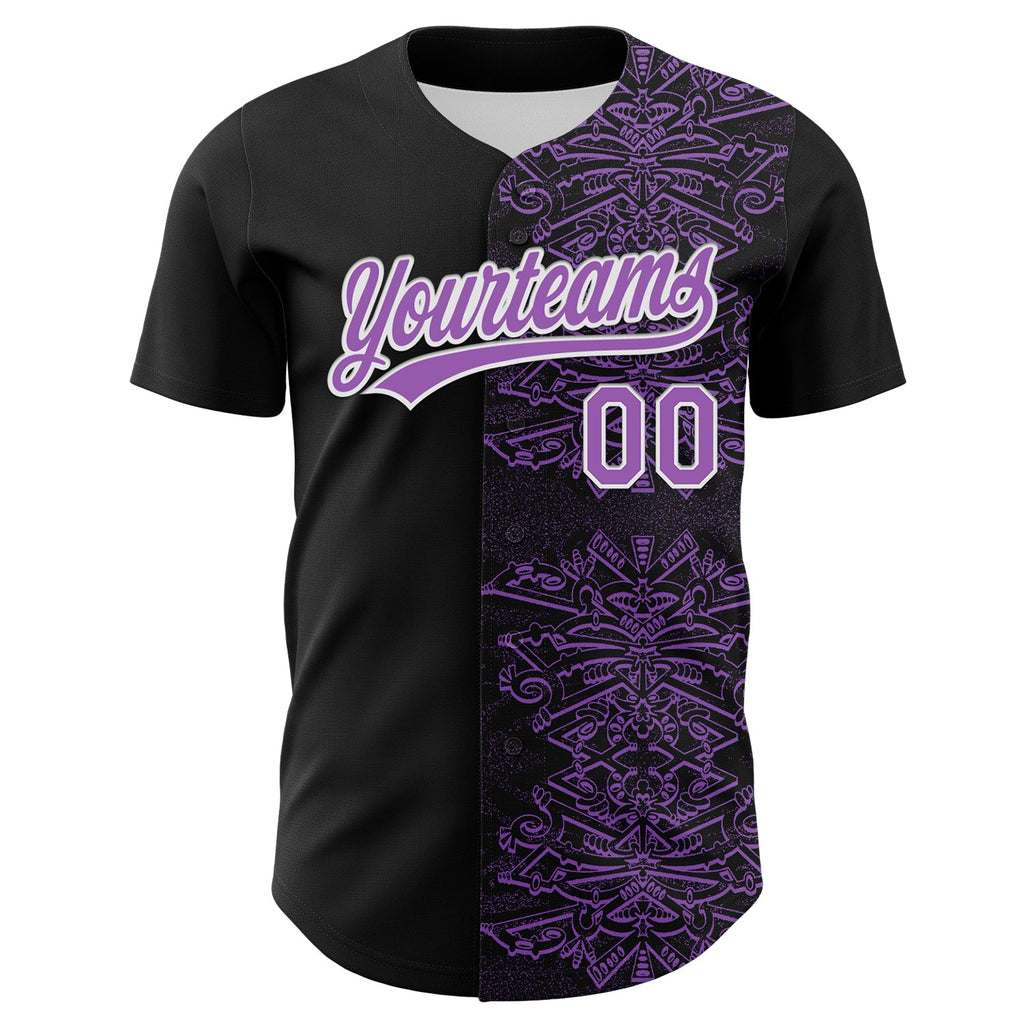 Custom Black Medium Purple-White 3D KYLMAX HUBTUHAN Authentic Baseball Jersey