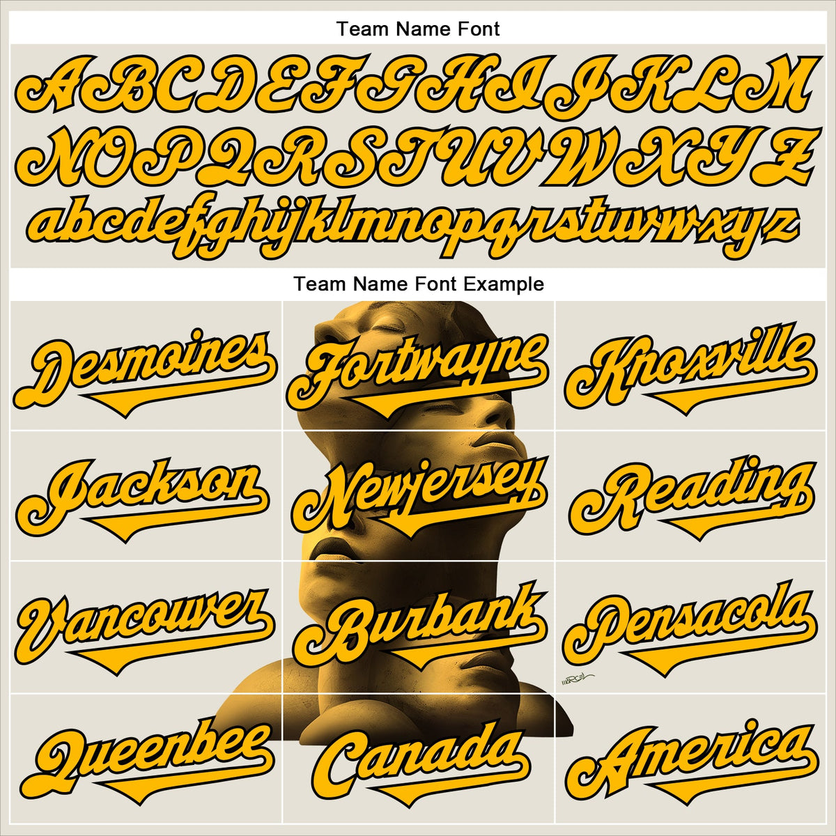 Custom Cream Gold-Black 3D Marcel Caram Composition With Head Authentic Baseball Jersey