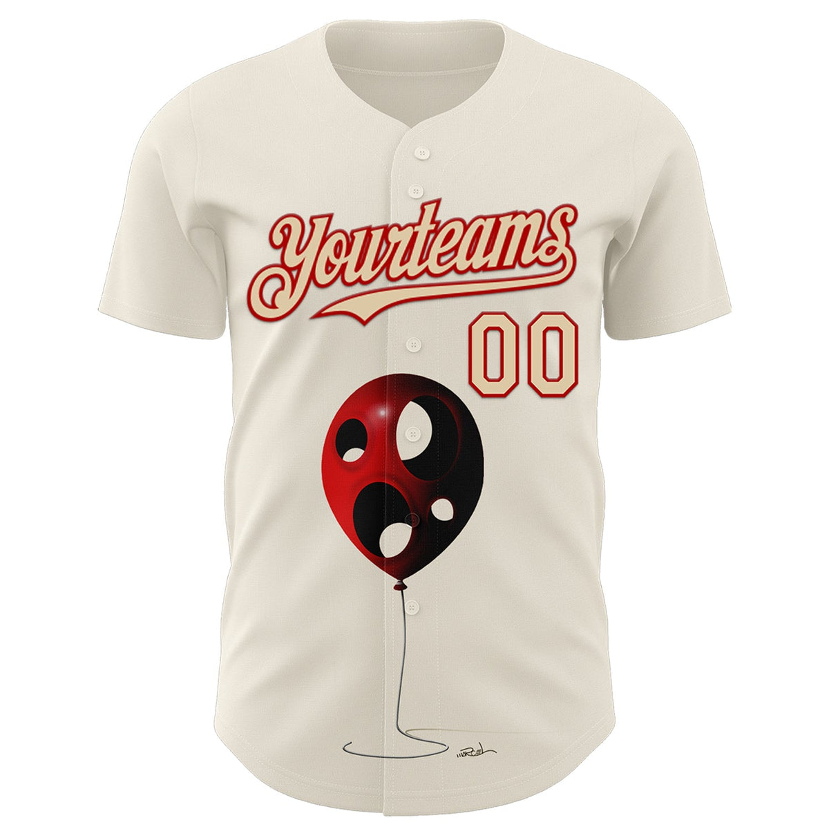 Custom Cream City Cream-Red 3D Marcel Caram Leaked Ballon Authentic Baseball Jersey
