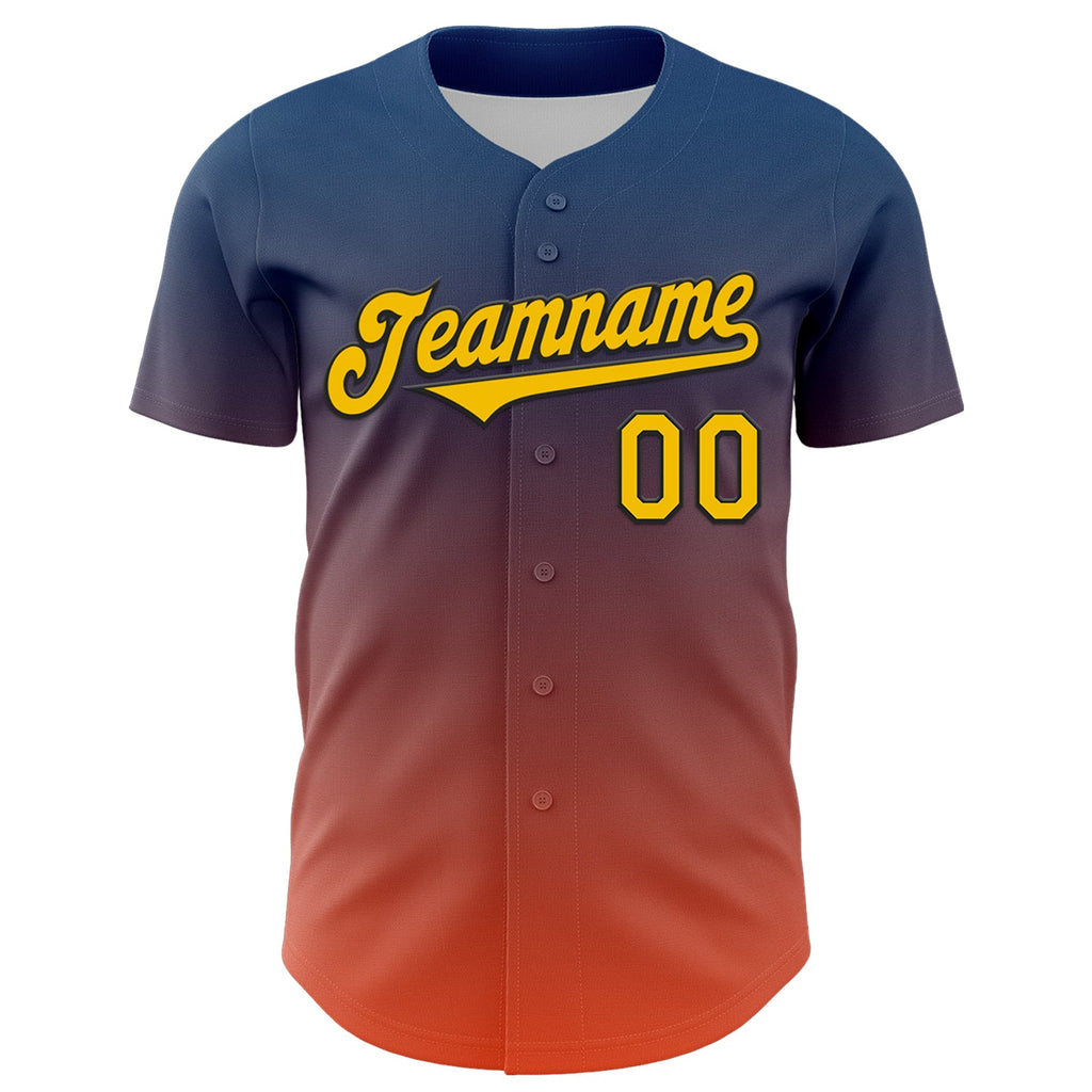 Custom Blue Yellow Orange-Black 3D Geo Law Tiger Ronin Deities Authentic Baseball Jersey