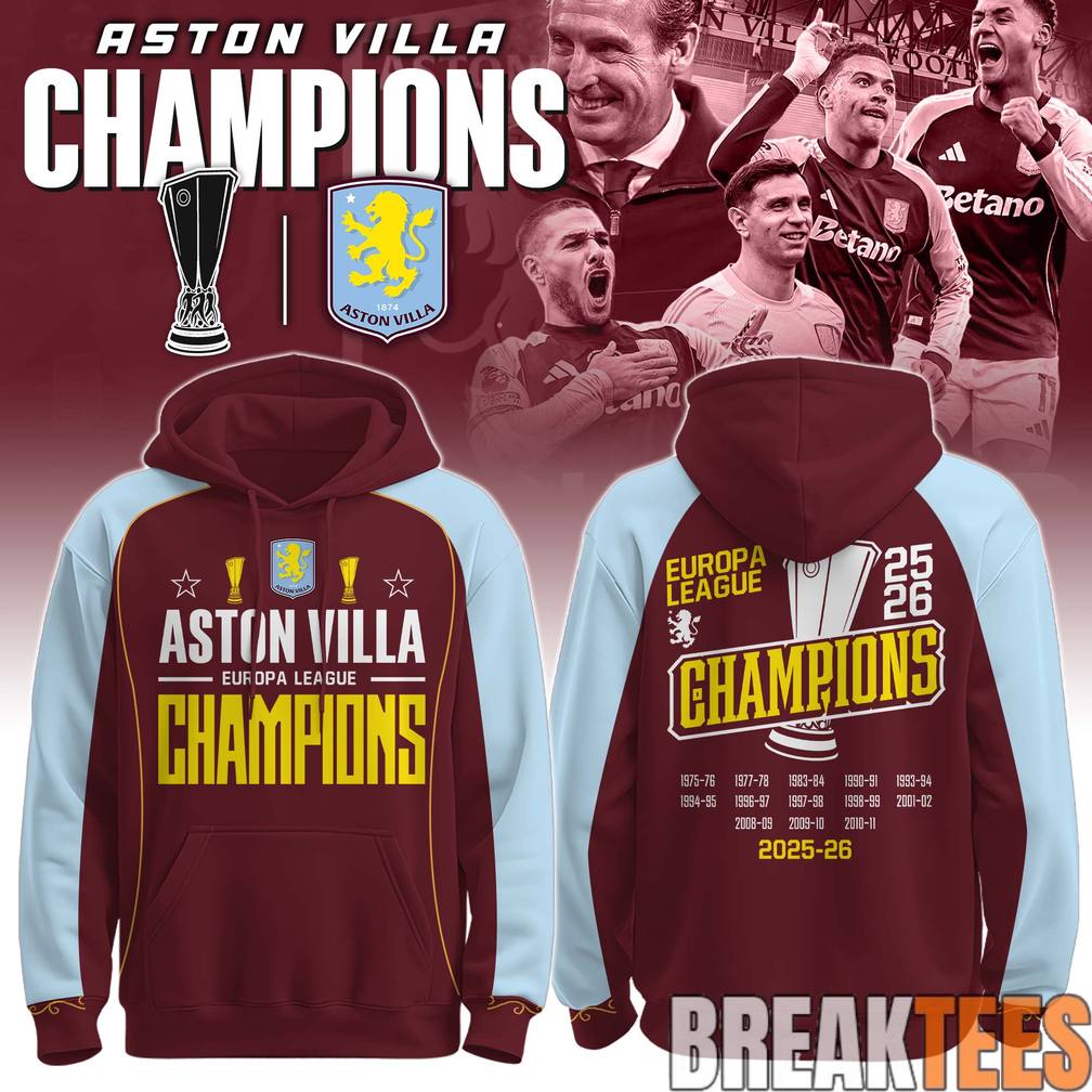 Aston Villa Europa League Champions 2025-26 Hoodie