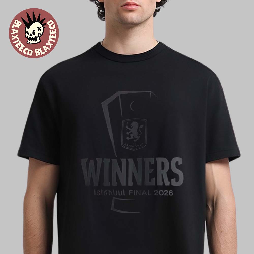 Aston Villa UEFA Europa League Istanbul Final 2026 Trophy Winners Black T-Shirt