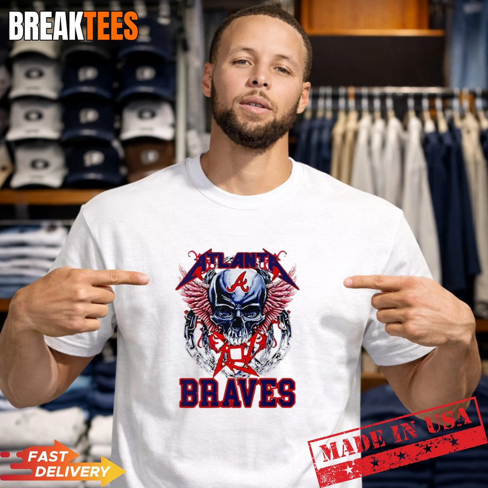 Atlanta Braves Skull MLB Graphic T-Shirt