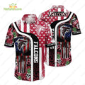 Atlanta Falcons American Flag Skulls Vintage Hawaiian Shirt
