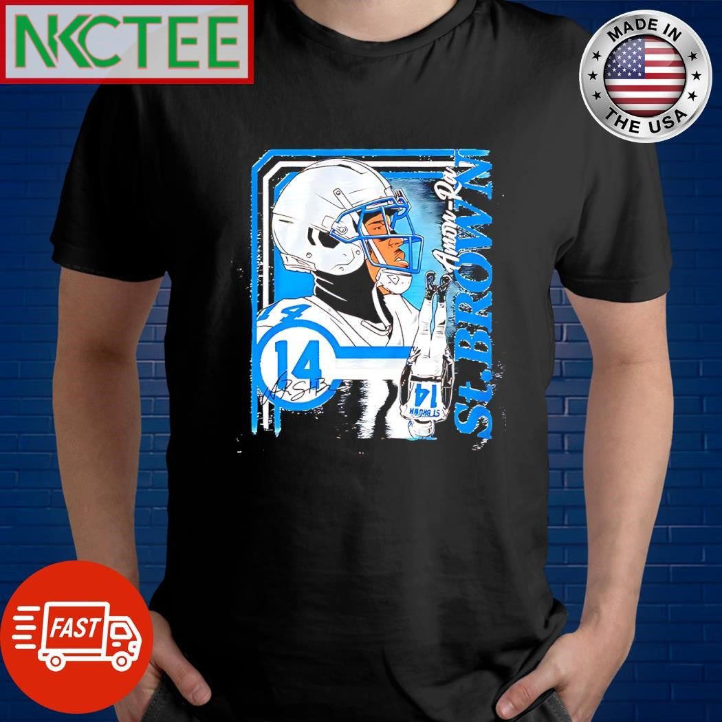 Awesome Amon-Ra St. Brown Detroit Lions 14 Collage Frame signature upside down shirt