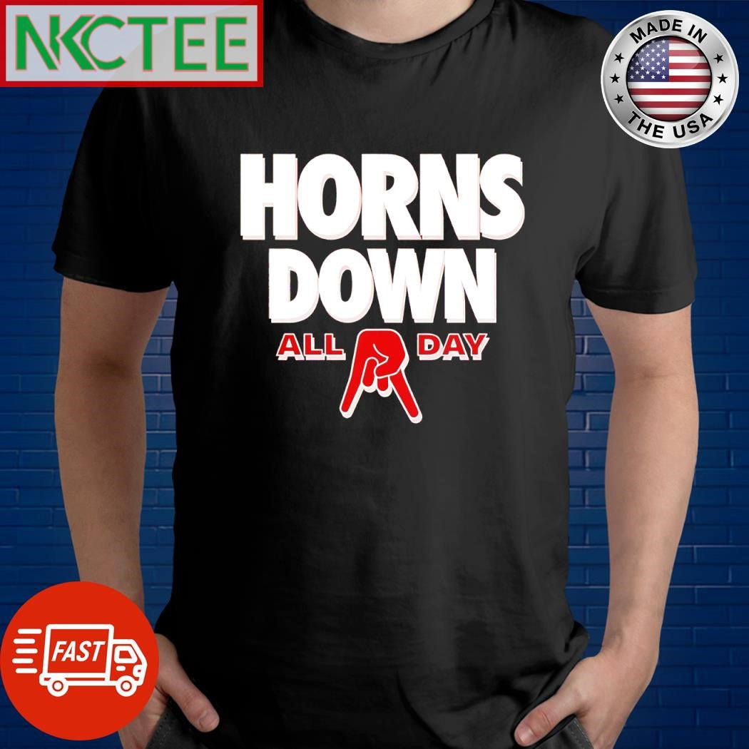 Awesome Horns Down All Day Ohio State College two finger shirt