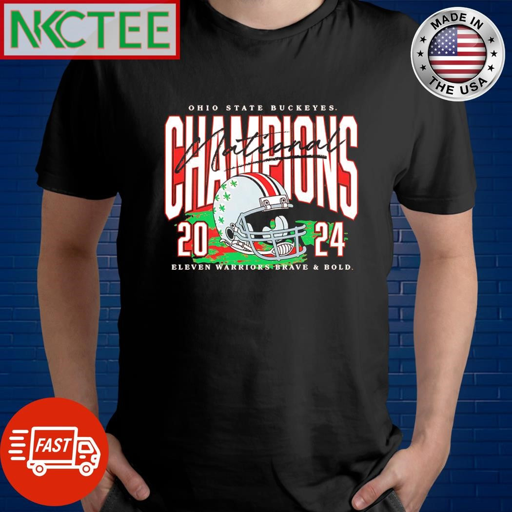 Awesome Ohio State Buckeyes Champions National 2024 eleven warriors brave and bold helmet shirt
