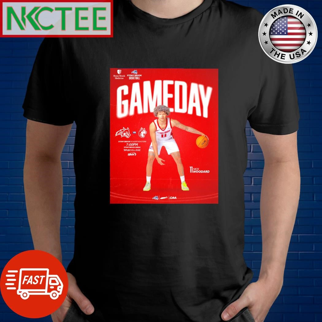 Awesome Stony Brook Men’s Basketball Game day with Northeastern Nick Woodard shirt