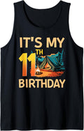 11 Year Old Boy Girl It's My 11th Birthday Camping Party Tank Top