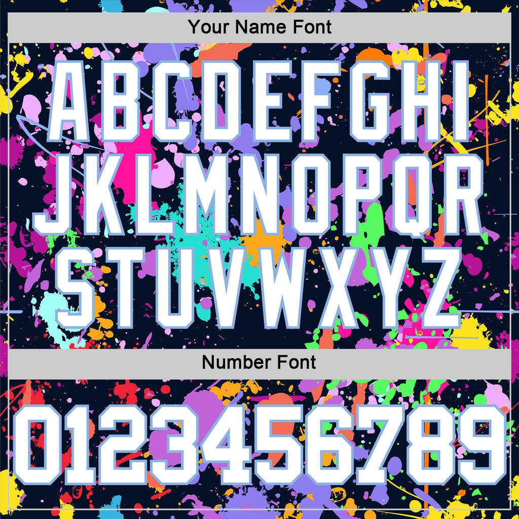 Custom Graffiti Pattern White Light Blue-Black Splash Round Neck Sublimation Basketball Suit Jersey