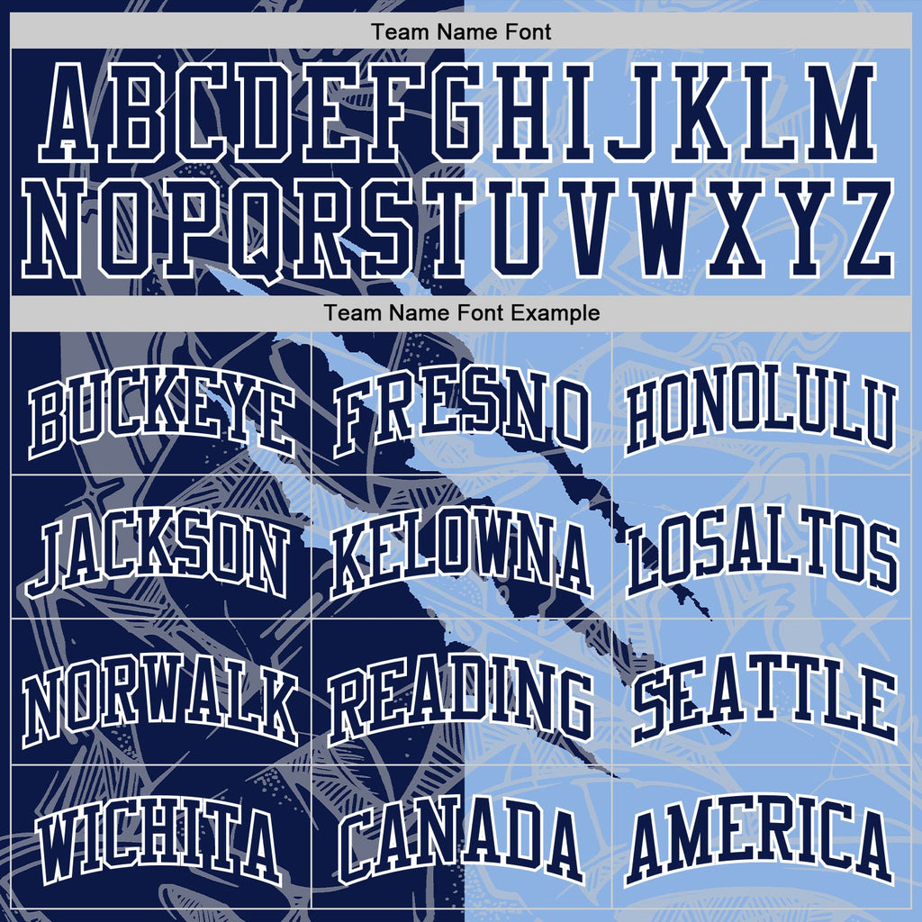 Custom Graffiti Pattern Navy Light Blue-White Scratch Round Neck Sublimation Basketball Suit Jersey