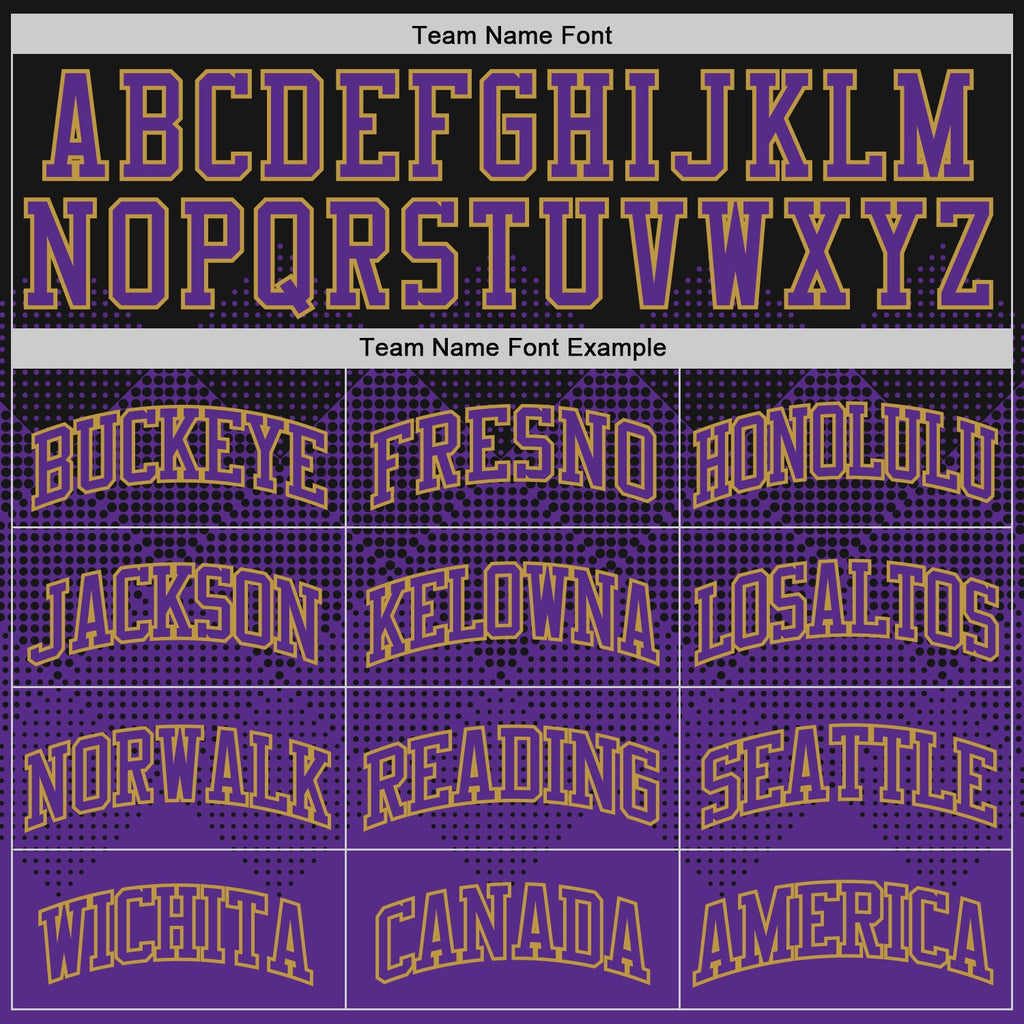 Custom Black Purple-Old Gold Fade Fashion Round Neck Sublimation Basketball Suit Jersey