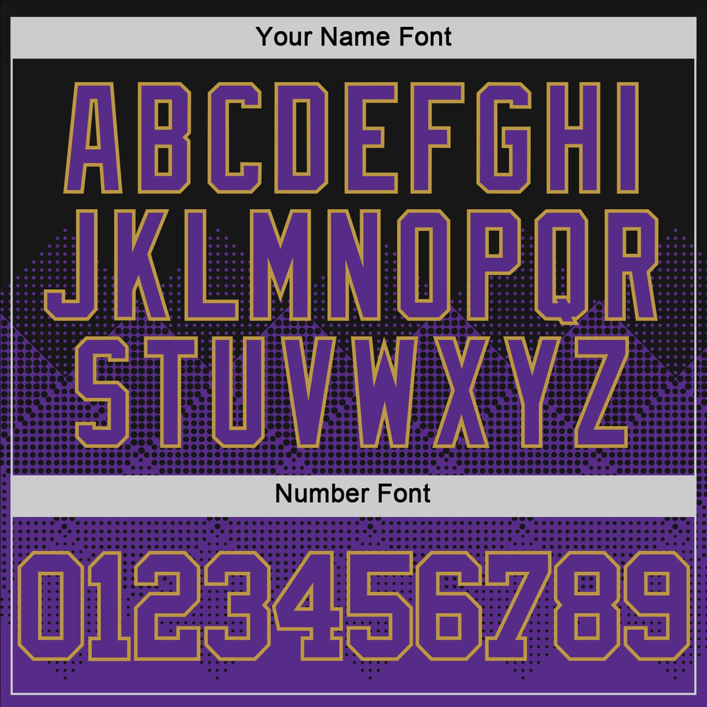 Custom Black Purple-Old Gold Fade Fashion Round Neck Sublimation Basketball Suit Jersey