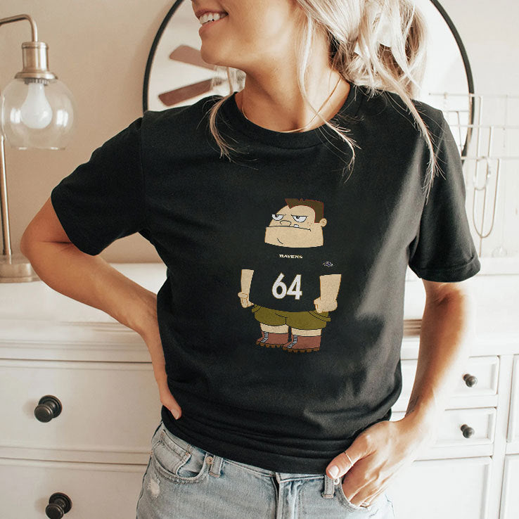Baltimore Ravens Tyler Linderbaum 64 Buford Van Stomm T Shirt