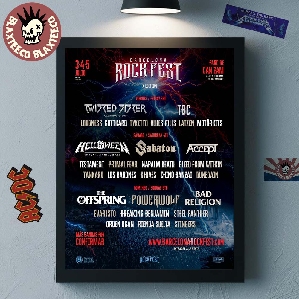 Barcelona Rock Fest 2026 Full Lineup At Parc de Can Zam In Santa Coloma de Gramenet On July 3 4 5 2026 Decor Poster Canvas