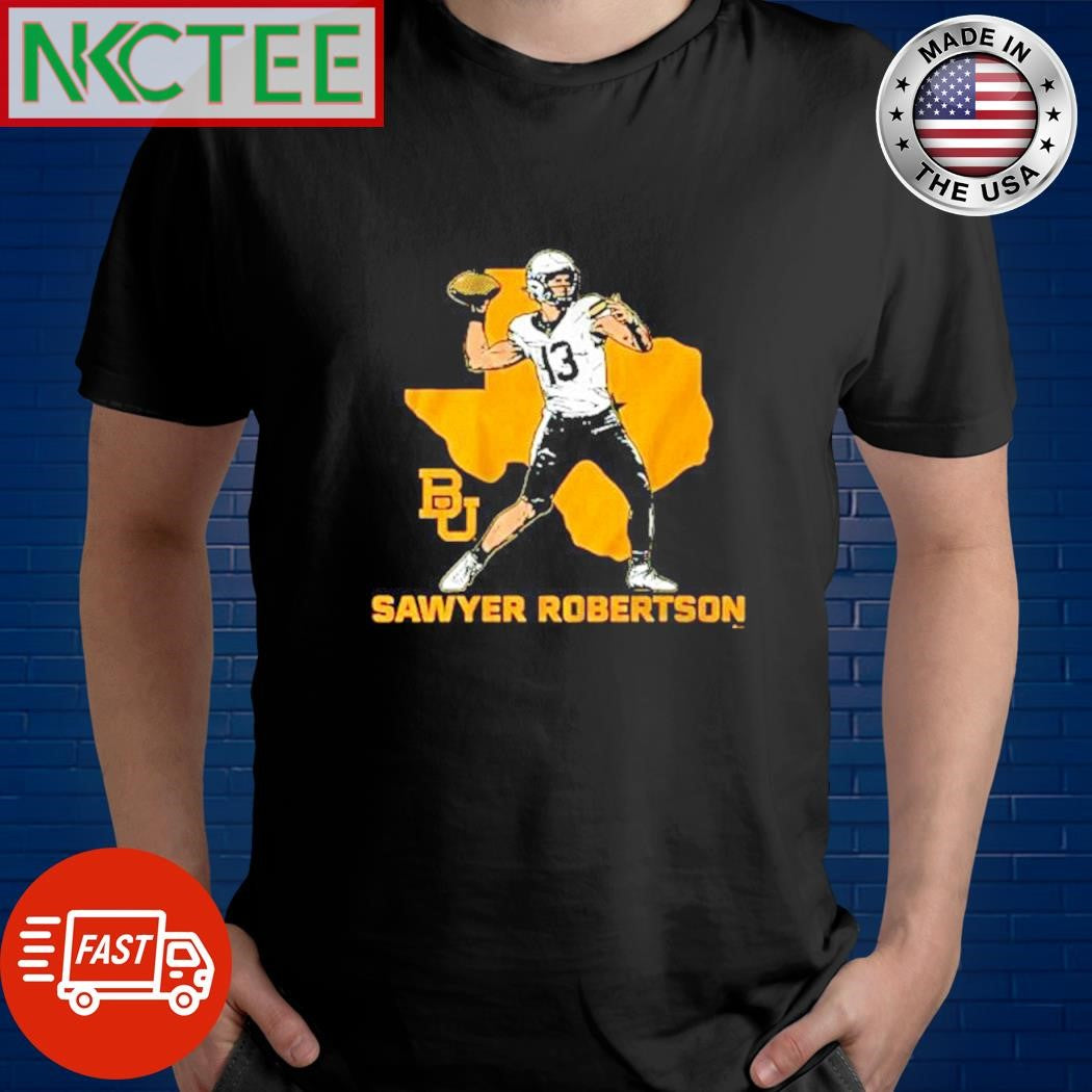 Baylor Football Sawyer Robertson State Star throwing ball shirt