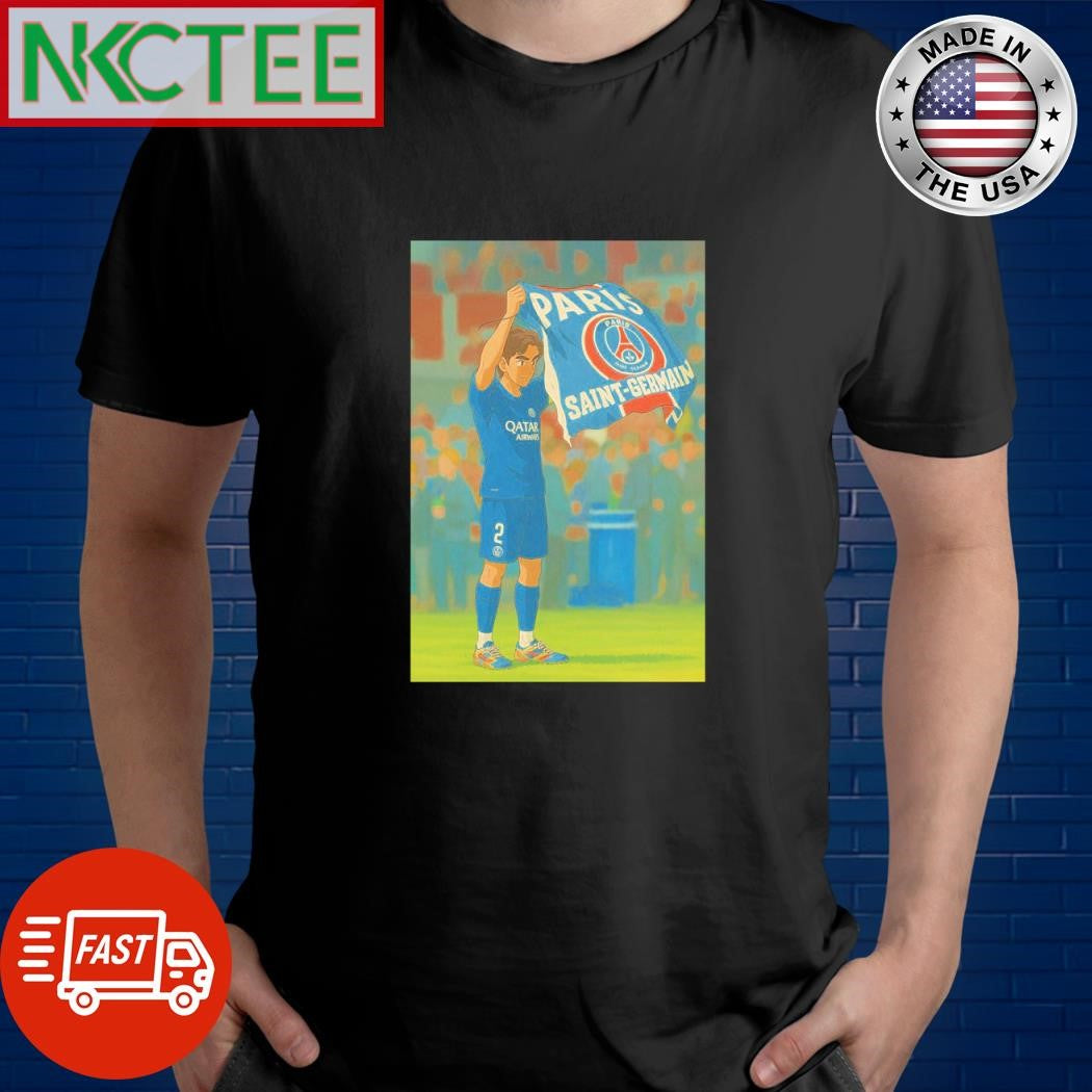 Best Achraf Hakimi hold PSG flag ghibli shirt