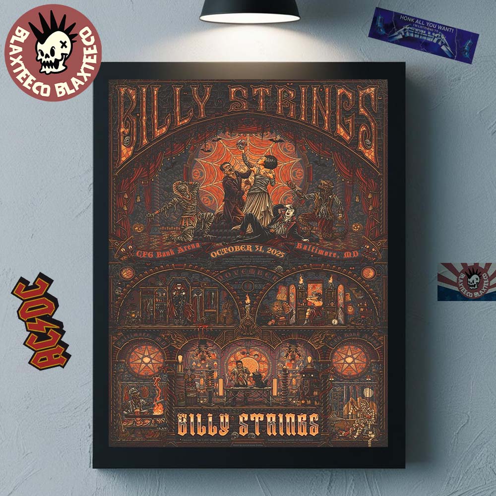 Billy Strings Baltimore Maryland 2025 Dual Night Combined Venue Poster At CFG Bank Arena On October 31 And November 1 2025 Poster Canvas