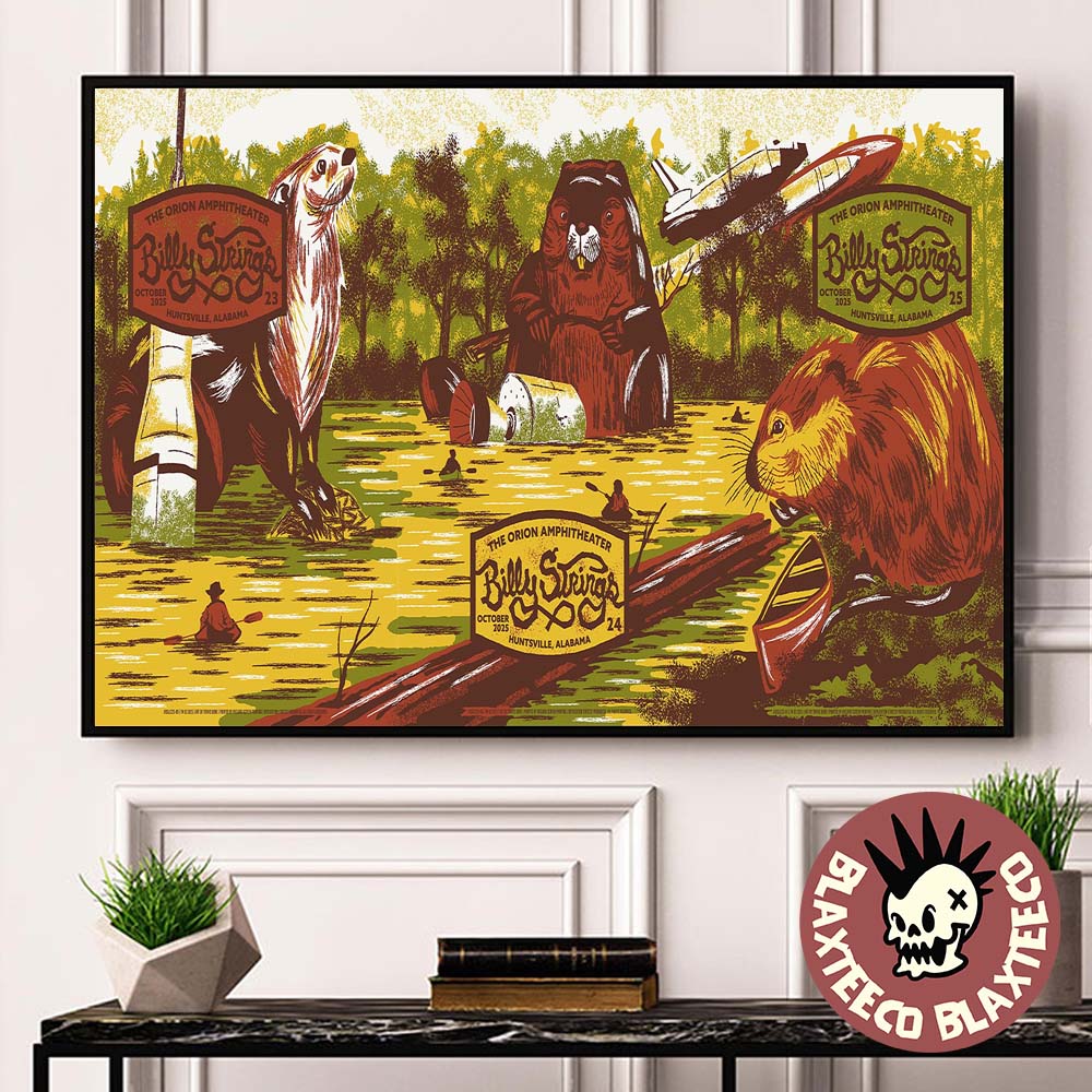 Billy Strings Huntsville Alabama 2025 Night 1 2 3 Combined Gig Poster At The Orion Amphitheater On October 23 24 25 2025 Landscape Poster Canvas