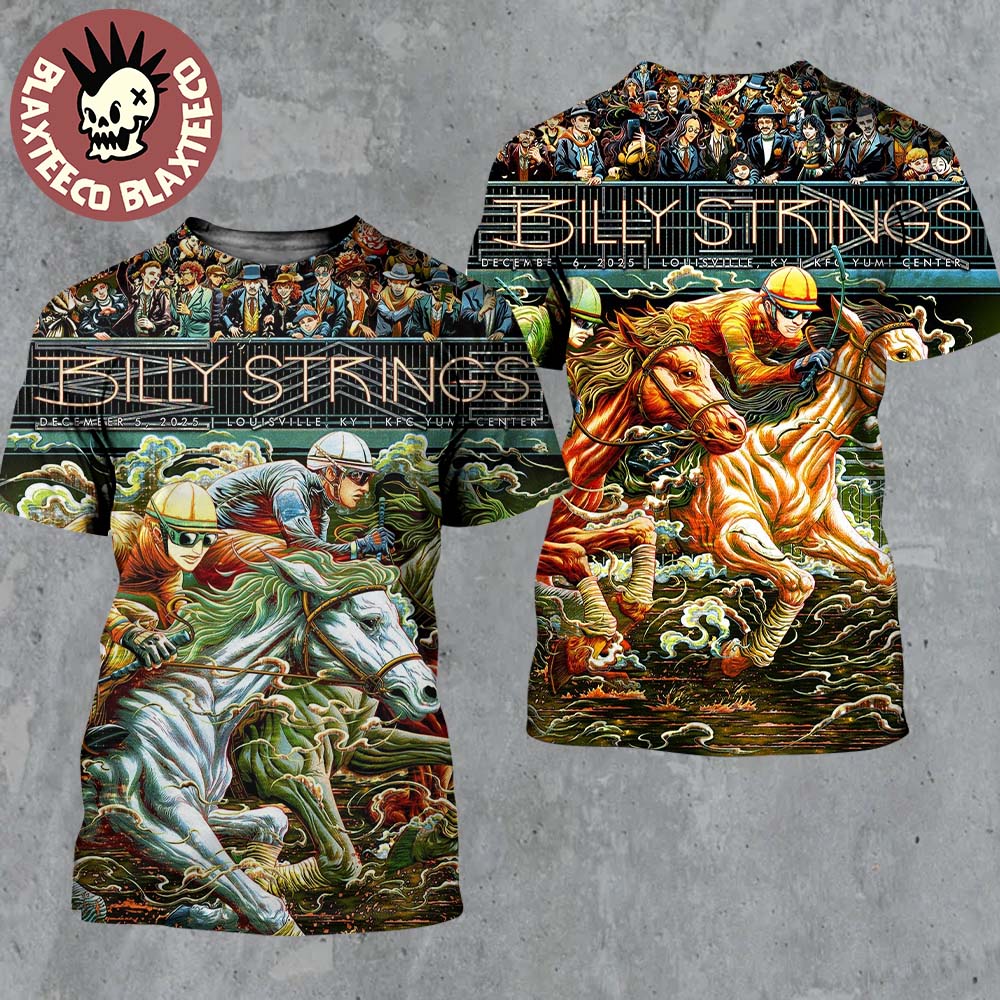 Billy Strings Louisville Kentucky 2025 Night 1 And 2 Combined Poster At KFC Yum Center On December 5 And 6 2025 Horse Racing Art By Miles Tsang All Over Print Shirt