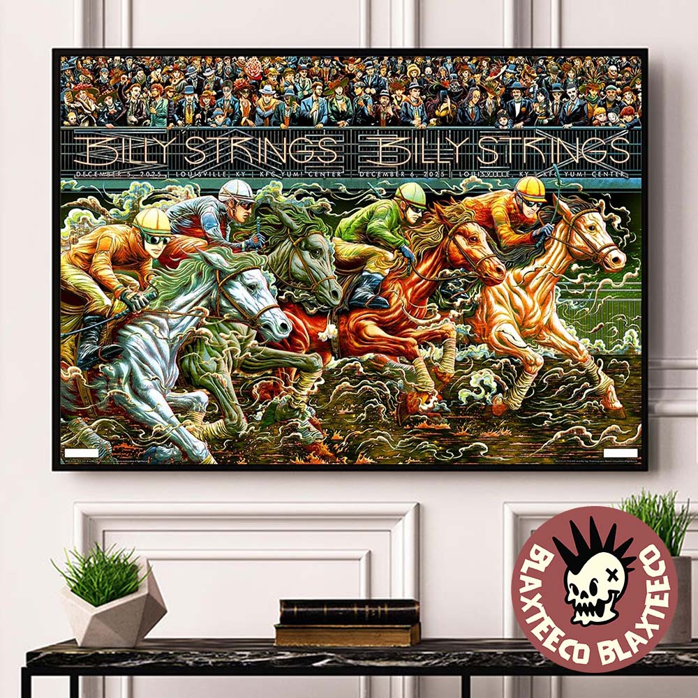 Billy Strings Louisville Kentucky 2025 Night 1 And 2 Combined Poster At KFC Yum Center On December 5 And 6 2025 Horse Racing Art By Miles Tsang Landscape Poster Canvas