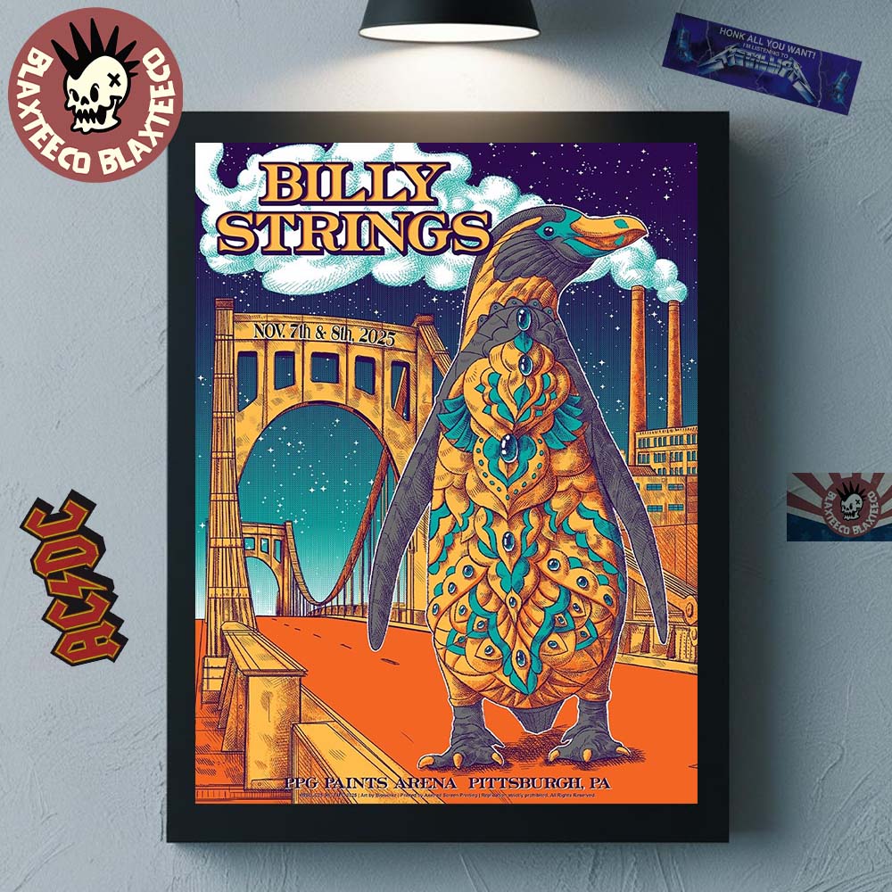 Billy Strings Pittsburgh Pennsylvania 2025 Event All Date Poster At PPG Paints Arena On November 7 And 8 2025 Penguin Art Home Decor Poster Canvas