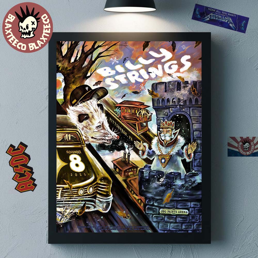 Billy Strings Pittsburgh Pennsylvania 2025 Night 2 Event Poster At PPG Paints Arena On November 8 2025 Home Decor Poster Canvas