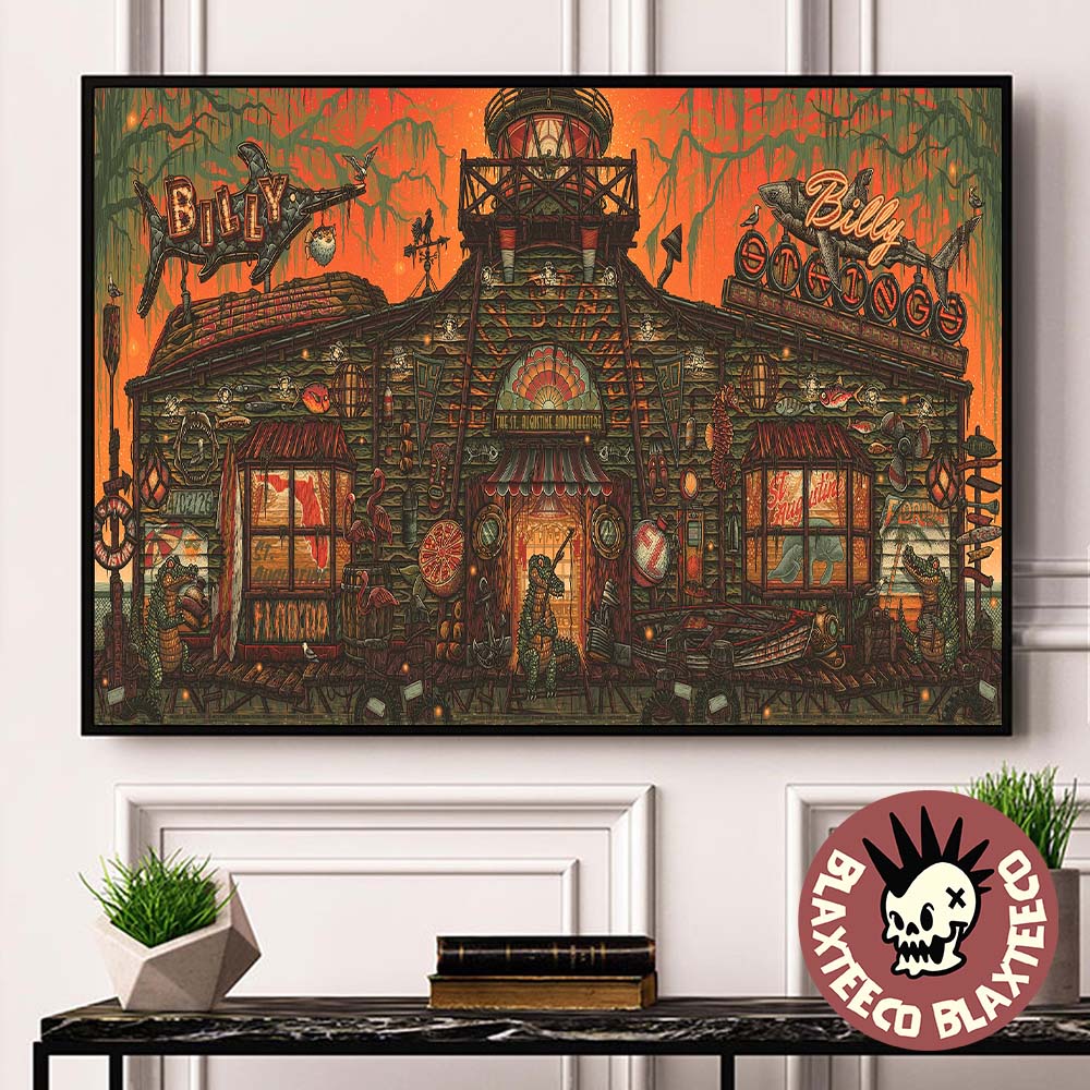 Billy Strings St. Augustine Florida 2026 All Night Combined Poster On April 2 3 4 2026 The Crocodile Bar Landscape Poster Canvas