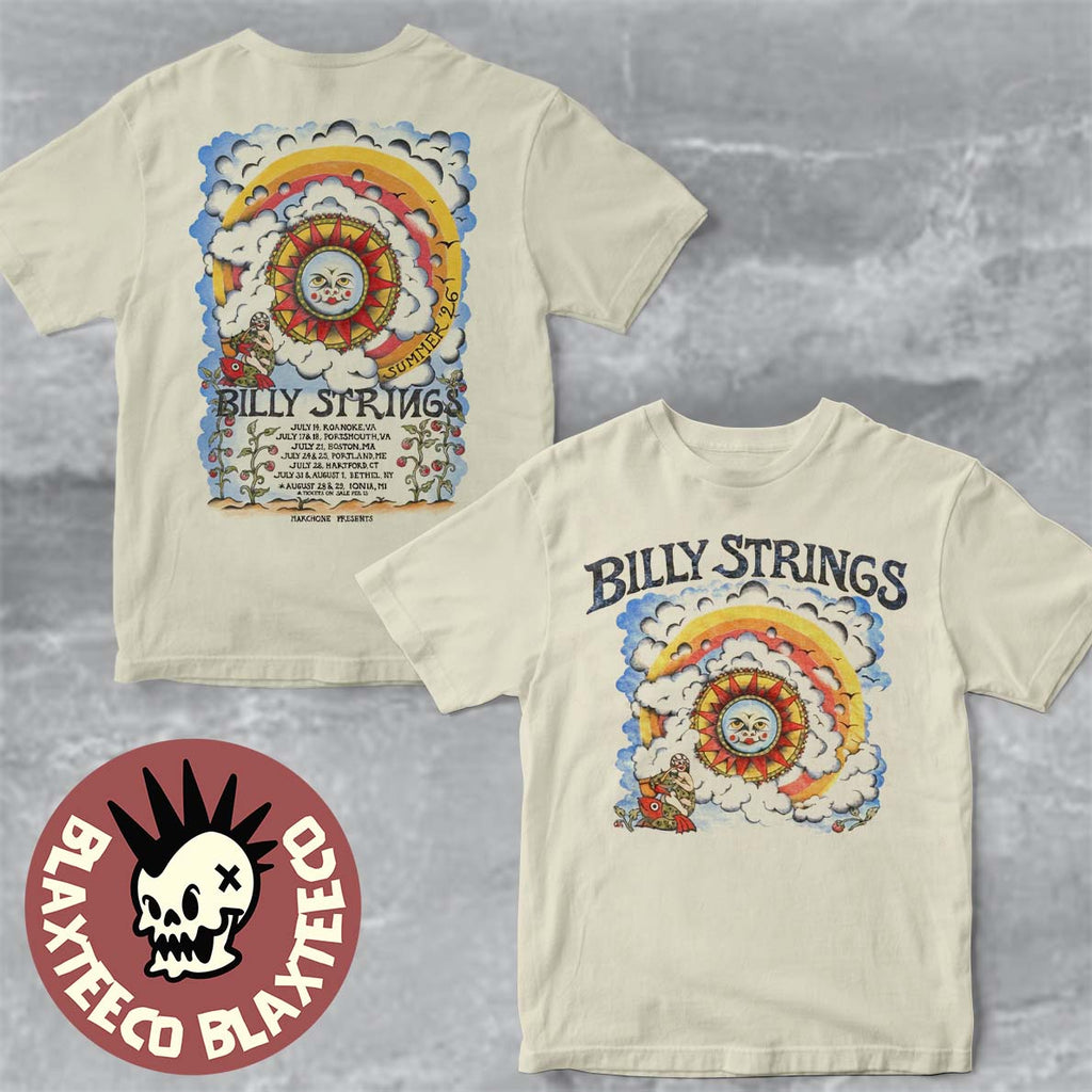 Billy Strings Summer 2026 Tour The Sun Art With Schedule Dates From July To August Two Sided T-Shirt