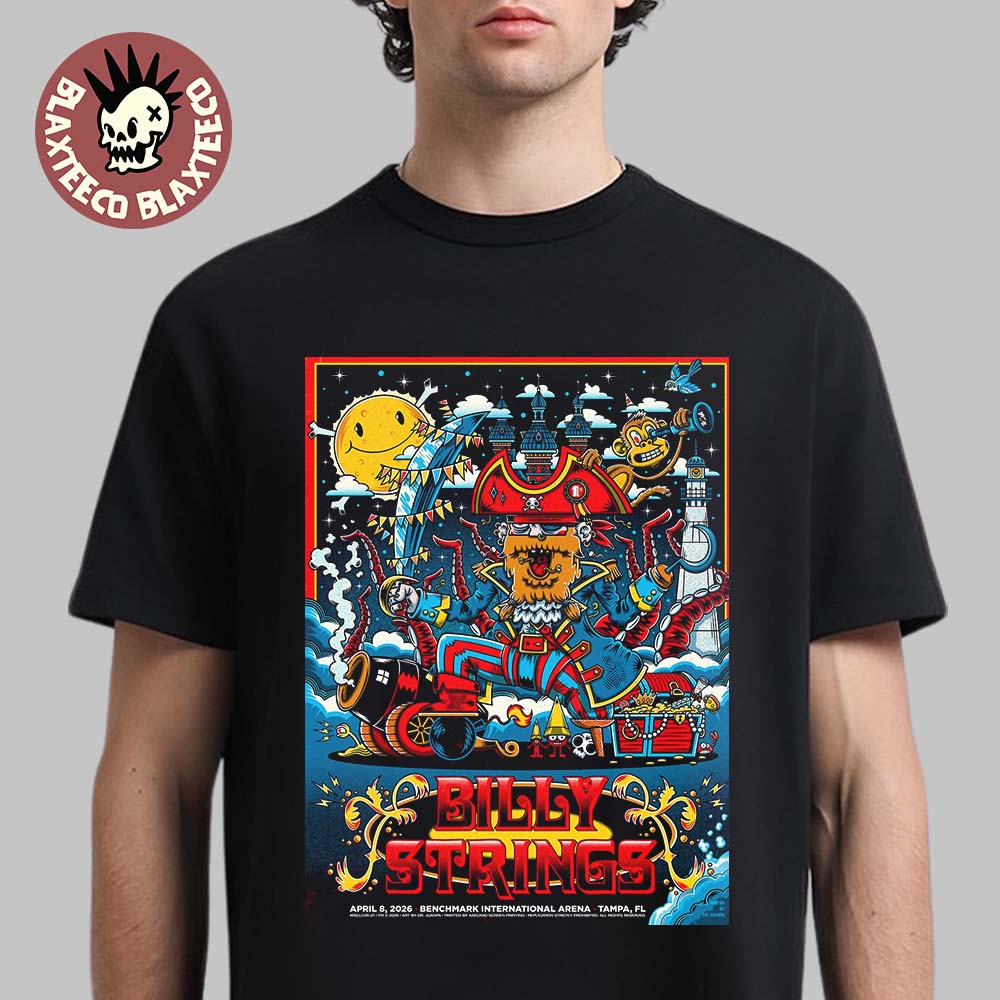 Billy Strings Tampa Florida 2026 Merch Gig Poster At Benchmark International Arena On April 8 2026 The Pirate Art T-Shirt