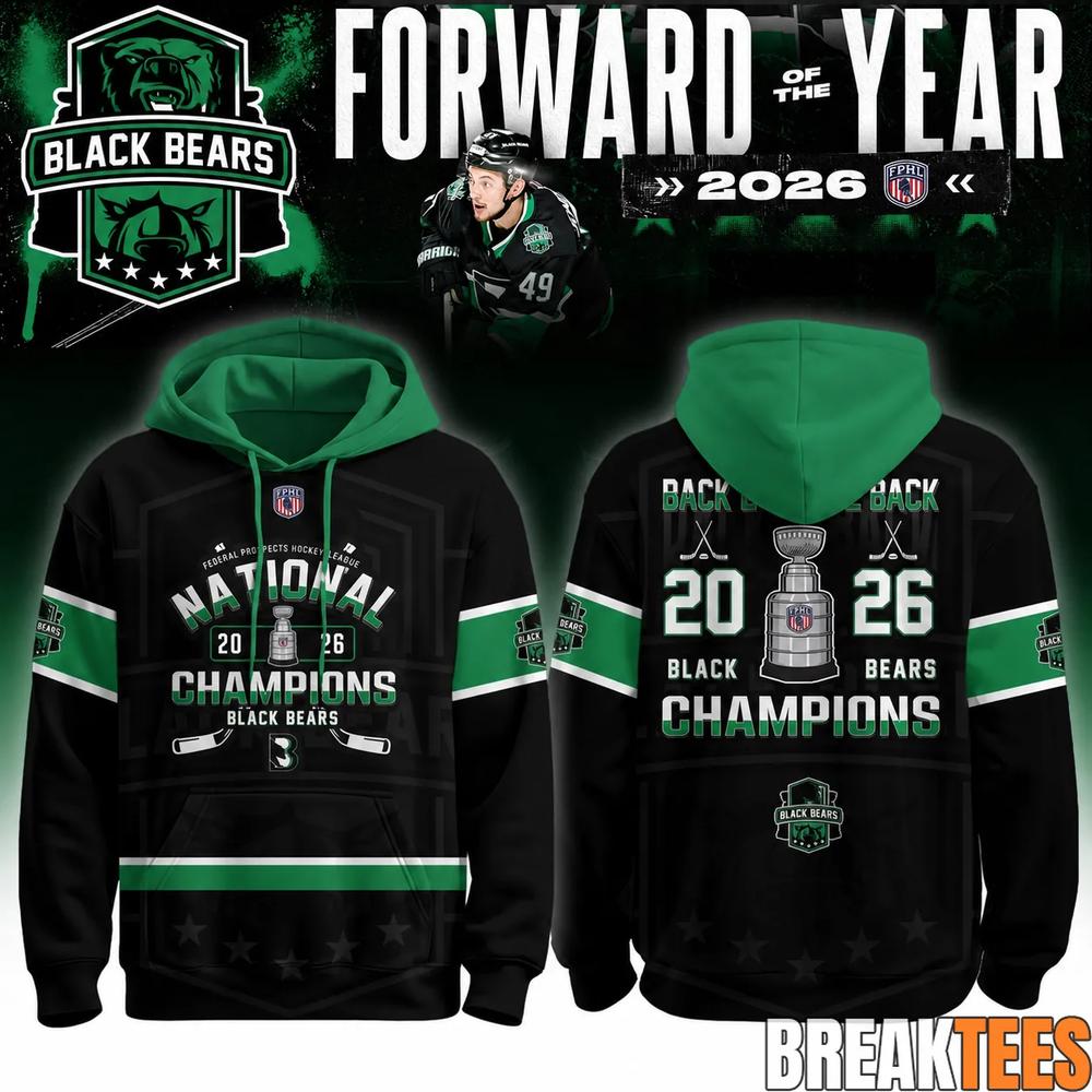 Binghamton Black Bears 2026 FPHL Champions Three-Peat Limited Edition Hoodie