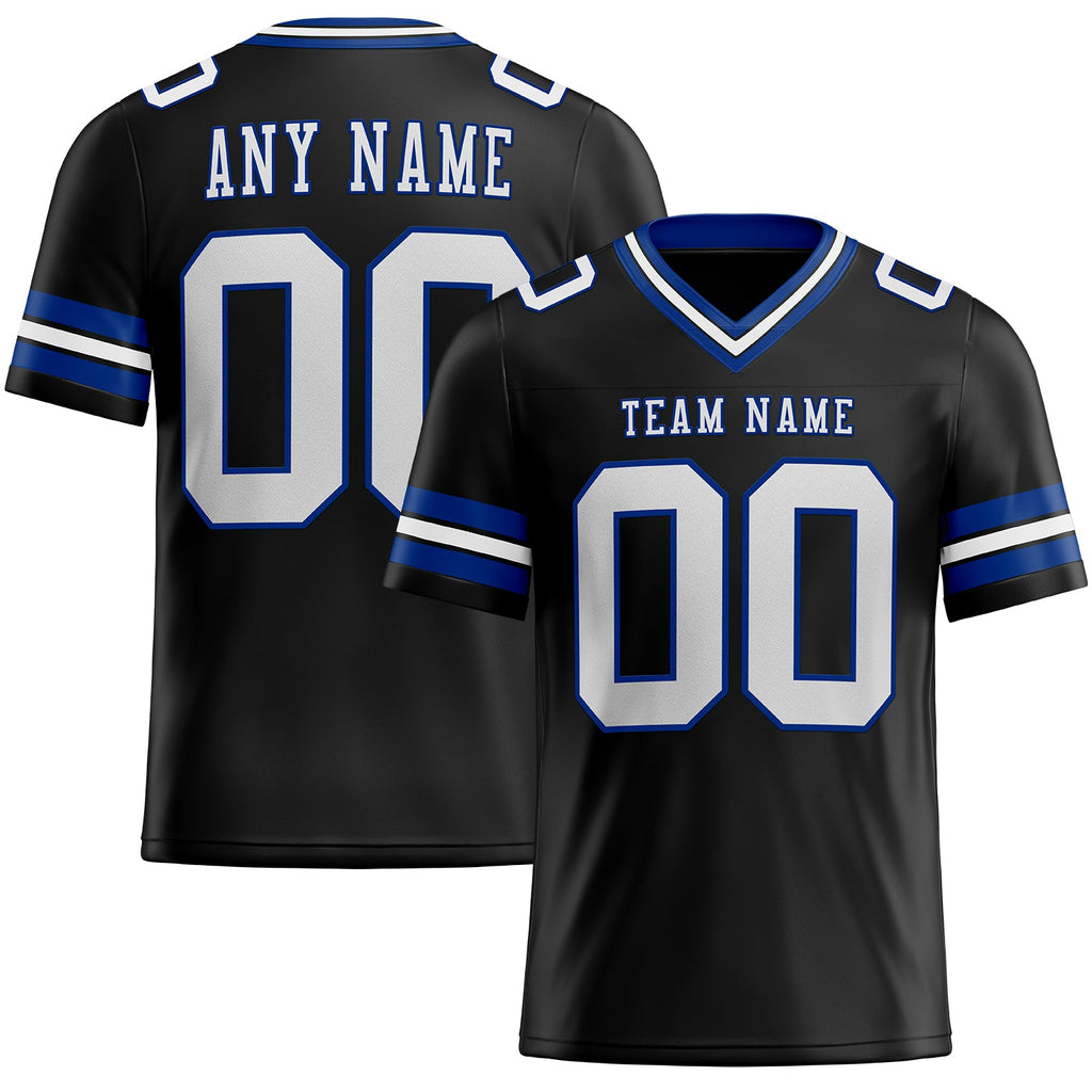 Custom Black White-Royal Authentic Football Jersey