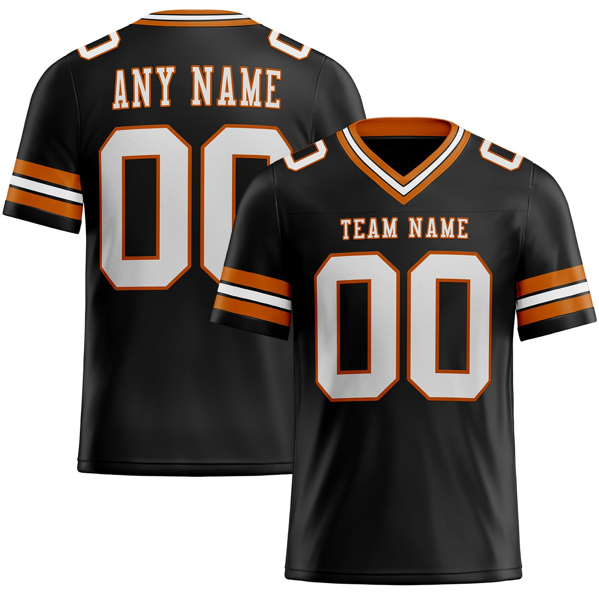 Custom Black White-Texas Orange Authentic Football Jersey