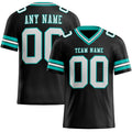 Custom Black White-Aqua Authentic Football Jersey