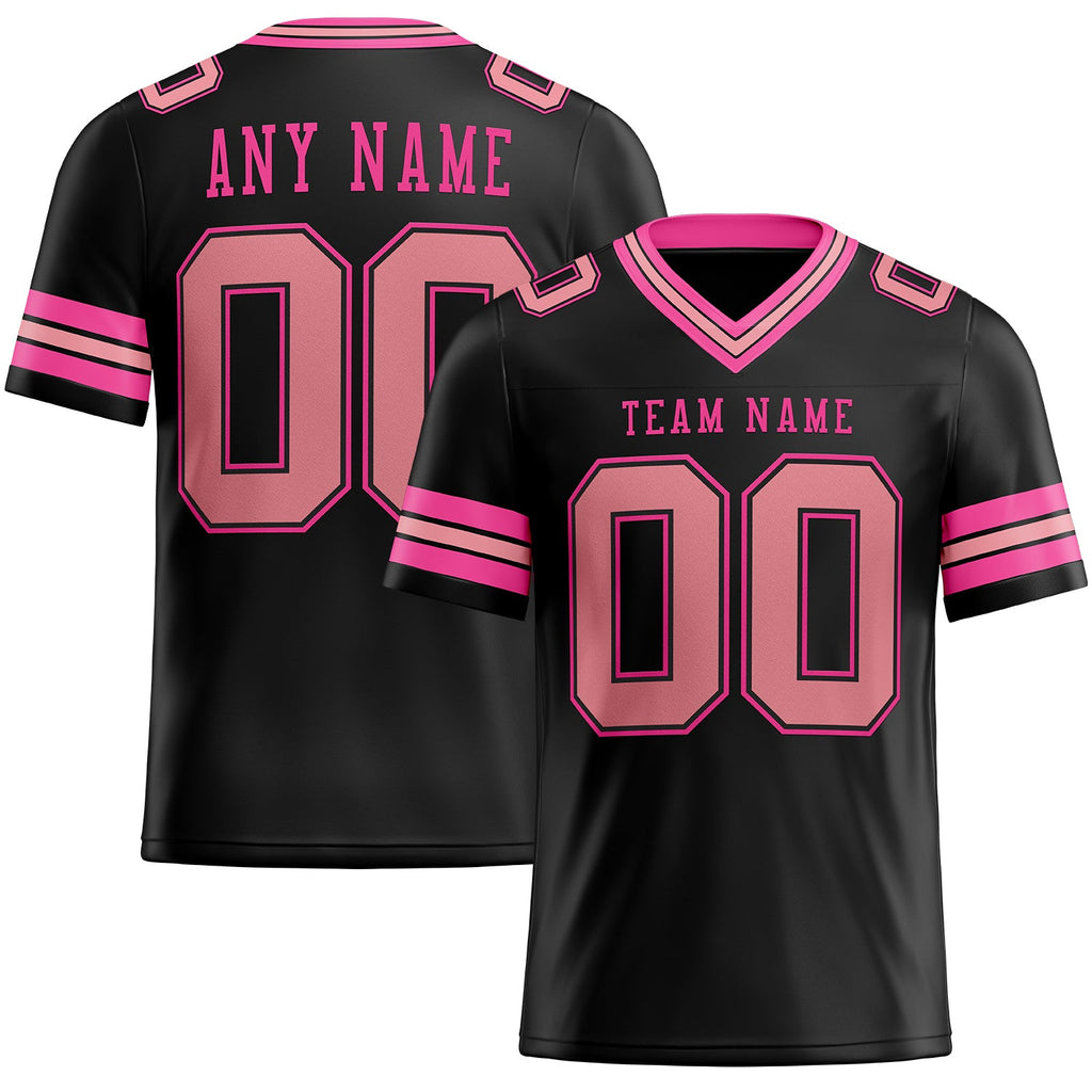 Custom Black Medium Pink-Pink Authentic Football Jersey