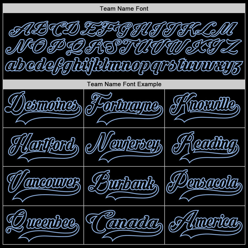 Custom Black Light Blue Hockey Lace Neck Jersey