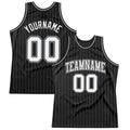 Custom Black Gray Pinstripe White Authentic Basketball Jersey