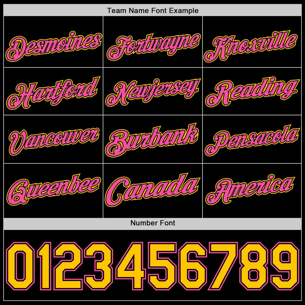 Custom Black Yellow-Pink Authentic Basketball Jersey