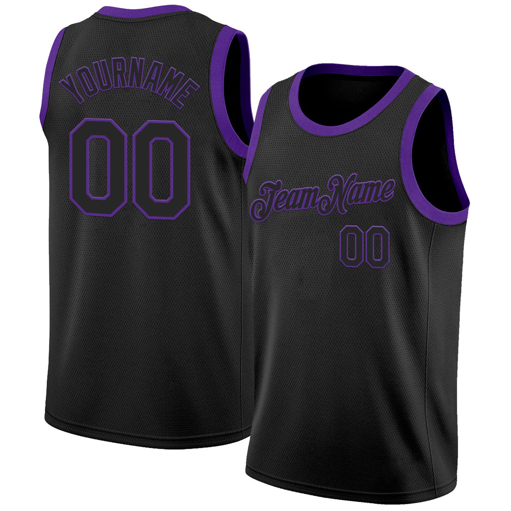 Custom Black Purple Authentic Basketball Jersey