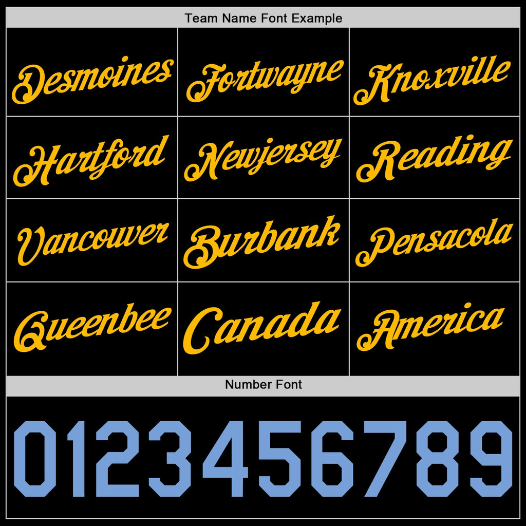 Custom Black Light Blue-Gold Authentic Basketball Jersey