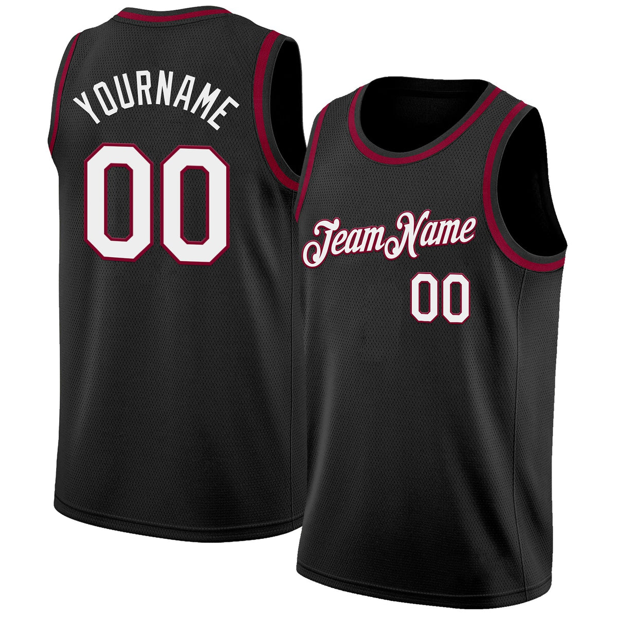 Custom Black White-Maroon Authentic Basketball Jersey